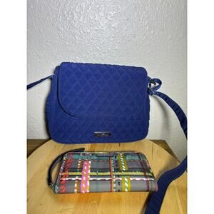 Vera Bradley Blue Quilted Crossbody Bag with Vera Bradley Wallet